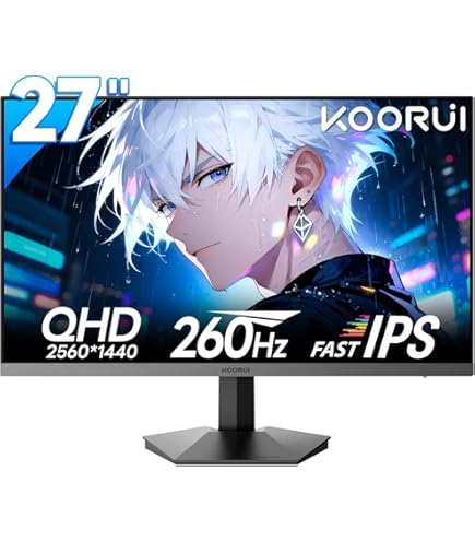Amazon.co.jp: KTC 27 Inch QHD Gaming Monitor, 180Hz 1ms GTG